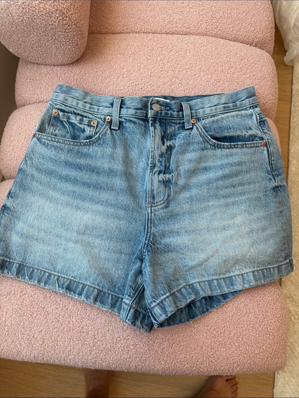 pistola Light Blue High-Rise Denim Cutoff Shorts
